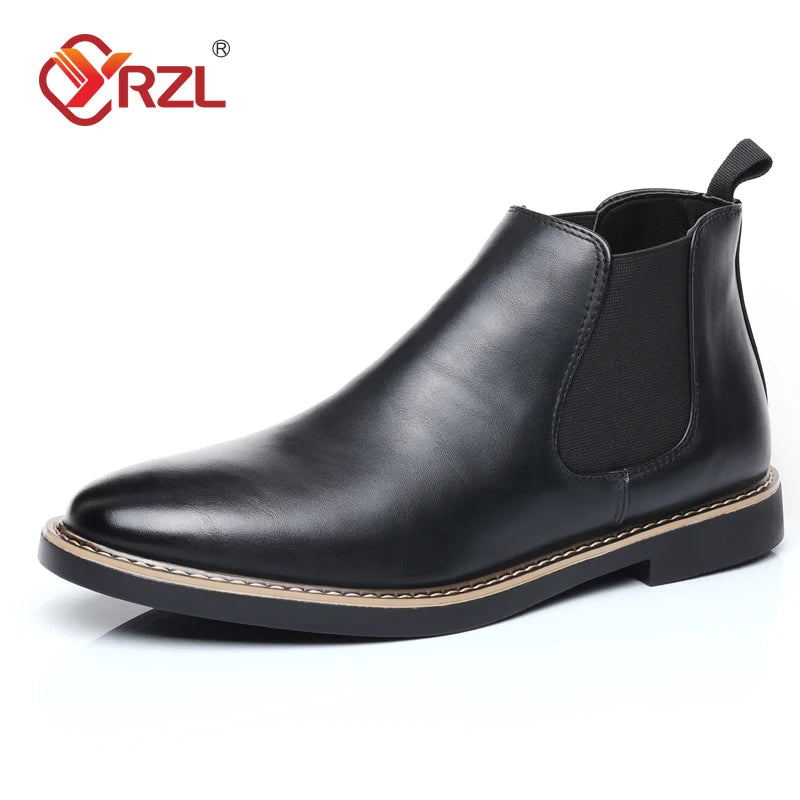 Men's Chelsea Boots PU Leather Ankle Boots EU 39 to 47 Black Brown Slip On