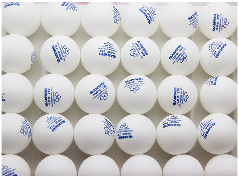SANWEI 50/100pcs 3 Star TR Table Tennis Balls White ABS New Material with Seamed 40+ Professional Ping Pong Balls for Training