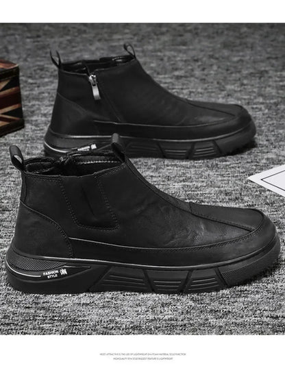 Mens Leather High Top Boots Waterproof Anti Slip Safety Motorcycle Boot