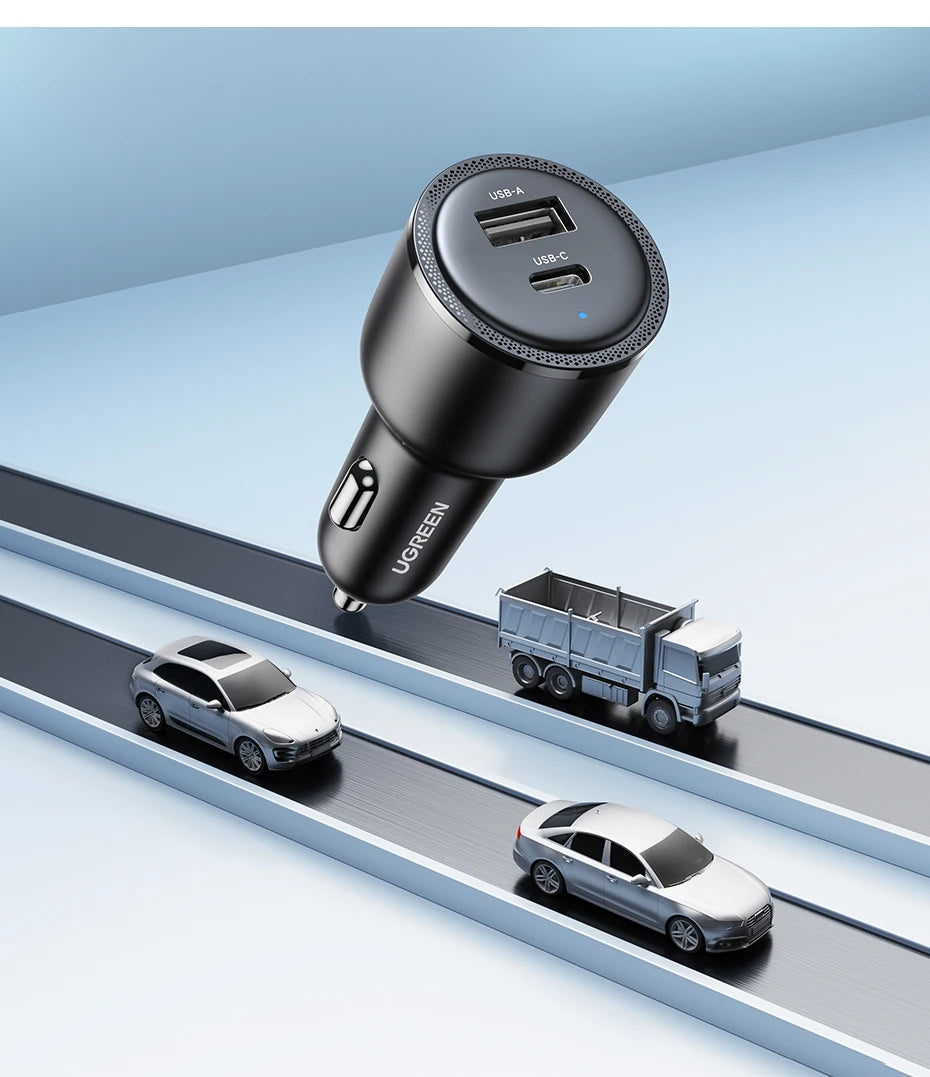 NEW in UGREEN 63W Car Charger PD QC 3.0 PPS 45W USB Type C Fast Charging for iPhone 17 16 Samsung Xiaomi Mobile Phone Charger