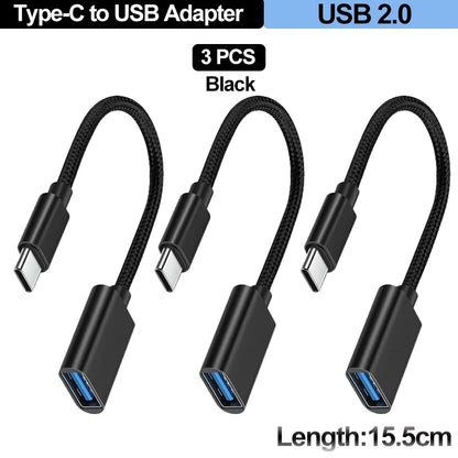 USB A Female to USB-C Male OTG Cable Length 15.5 Cm