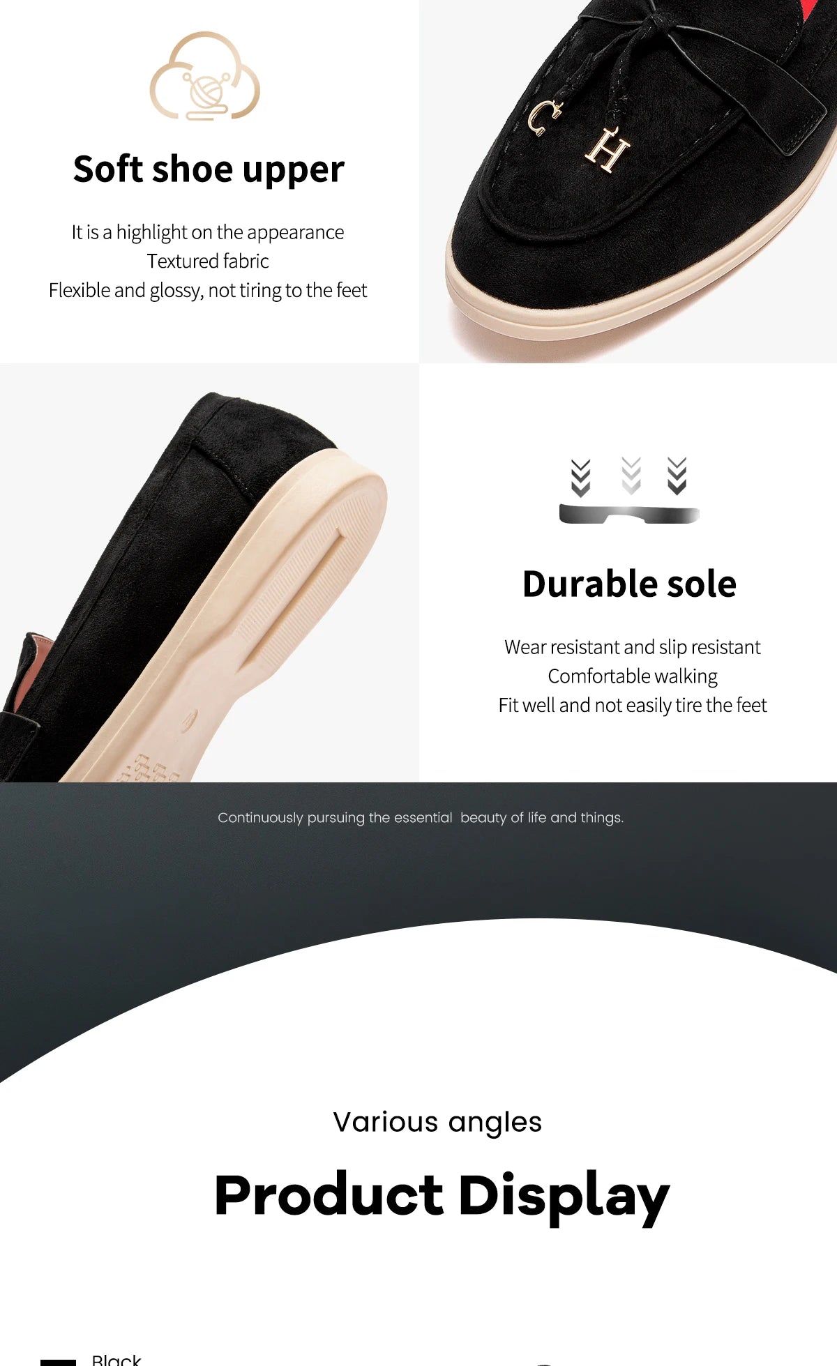 CHCH Women's Flat Shoes Autumn New Anti Velvet Single Shoes Classic Round Head Women's loafers