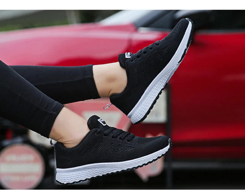 Women Casual Shoes Fashion Breathable Walking Mesh FlatShoesSneakers White Female Footwear