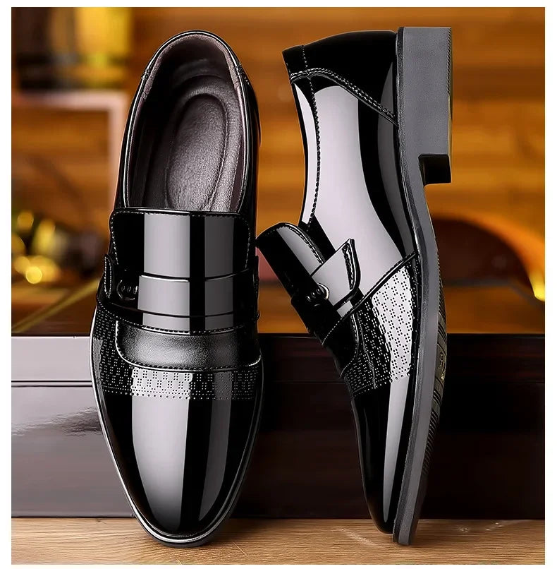 Mens Leather Oxford Dress Shoes Brogue Lace Up Formal Office