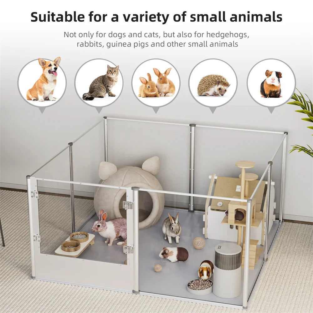 1Pc Large Acrylic Dog Playpen Cage Whelping Pen Box Indoor Enclosure Pet Clear Fence Puppy Playpen with Waterproof Fertility Pad