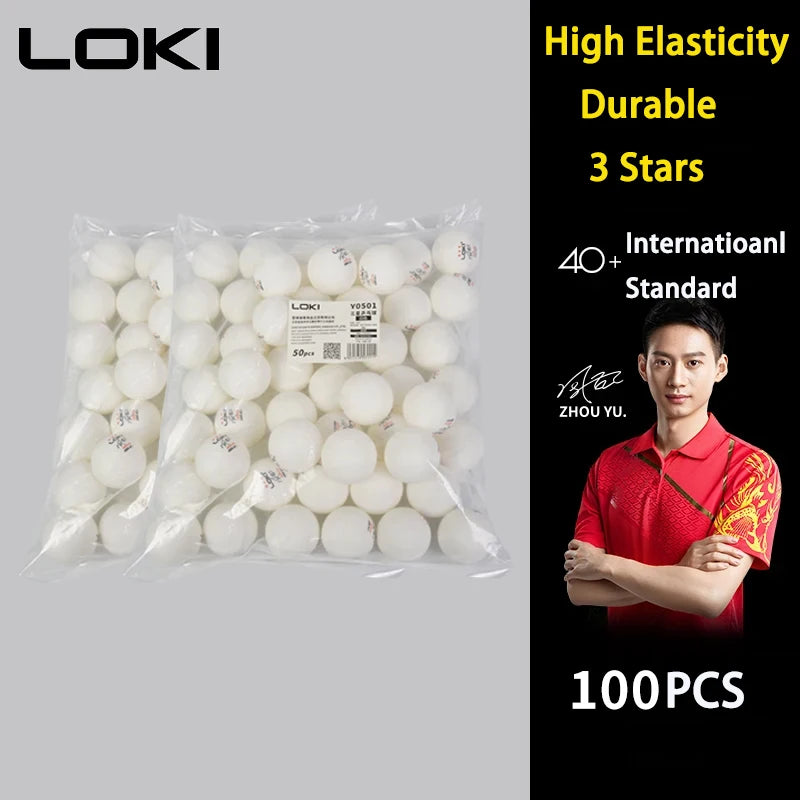 50/100PCS LOKI Table Tennis Balls 3 Star 40+ New ABS Plastic Material Ping Pong Balls with Seam Club Training Ping Pong Balls