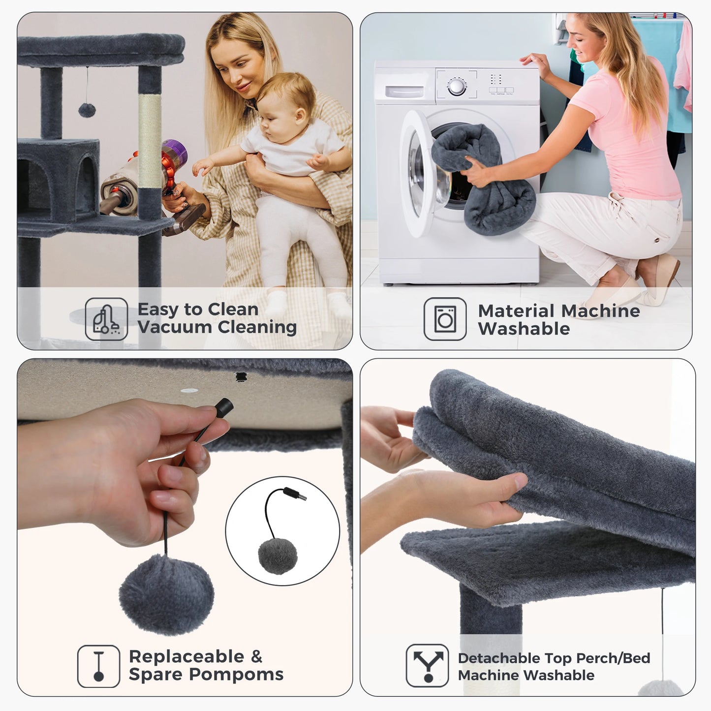 Cat Tree for Indoor Cats 5-Level Cat Tower for Large Cats with Large Hammock Sisal Covered Scratching Posts Cozy Condo Top Perch