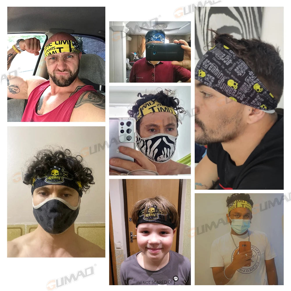 Gothic Skull Headband Sweat Bandage Sport Head Hair Band Workout Tennis Fitness Jog Basketball Running Scary Sweatband Women Men