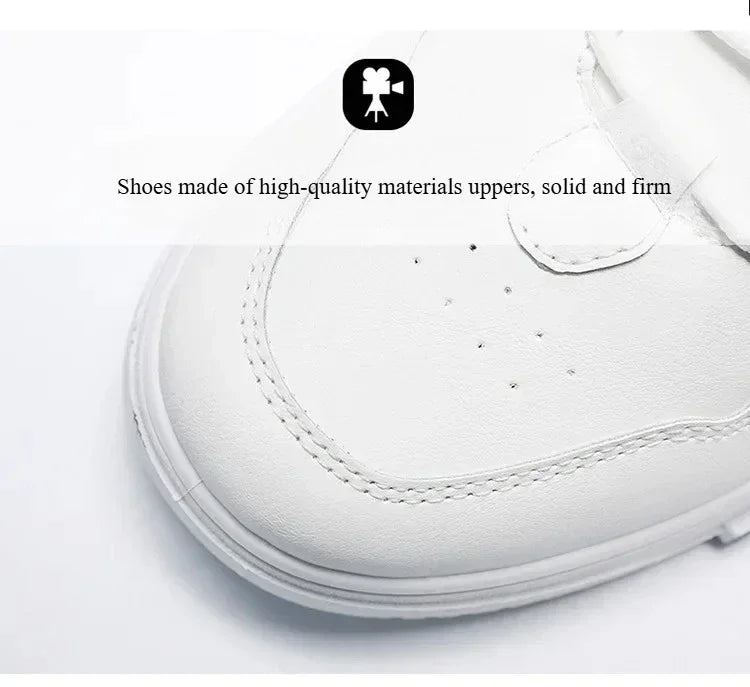 Men's Breathable White Casual Sneakers With Thick Sole