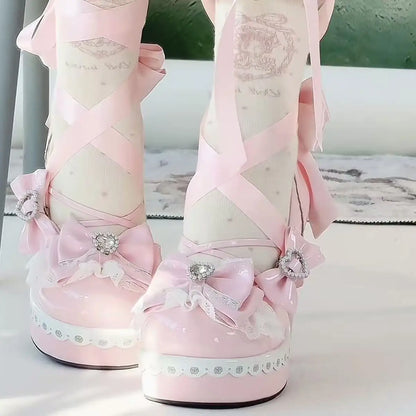 Women Leather High Heels Size 42 Red Rhinestone Alien Heel Japanese Cosplay