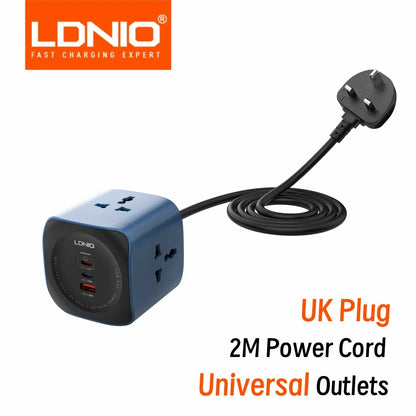 3-Outlet Cube Power Strip 2m Cord 65W Surge Protector USB UK US EU Plugs