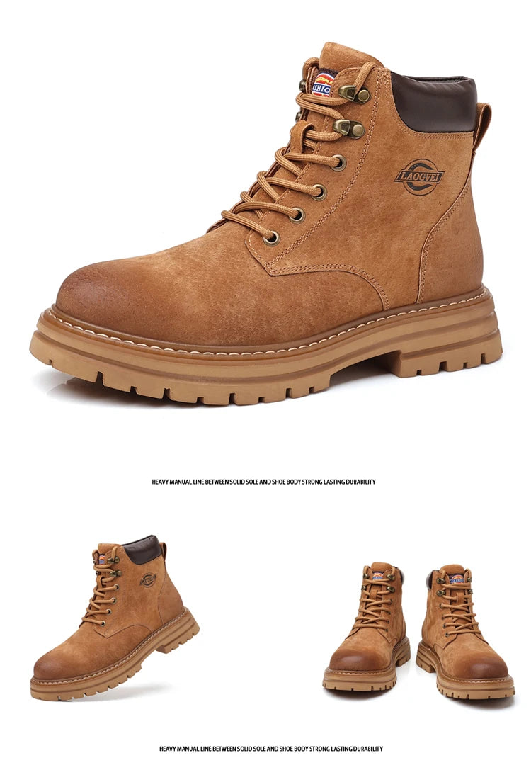 High Quality Men Shoes Genuine Leather Men Boots Outdoor Casual Shoes for Men Platform Boots Plush Ankle Boots Botas Para Hombre