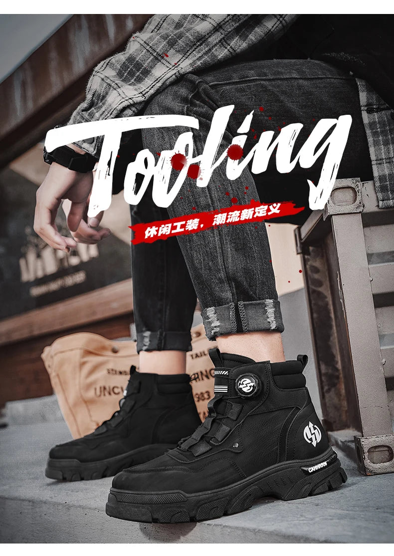 Winter Leather Boots Ankle Outdoor Work Chelsea Style