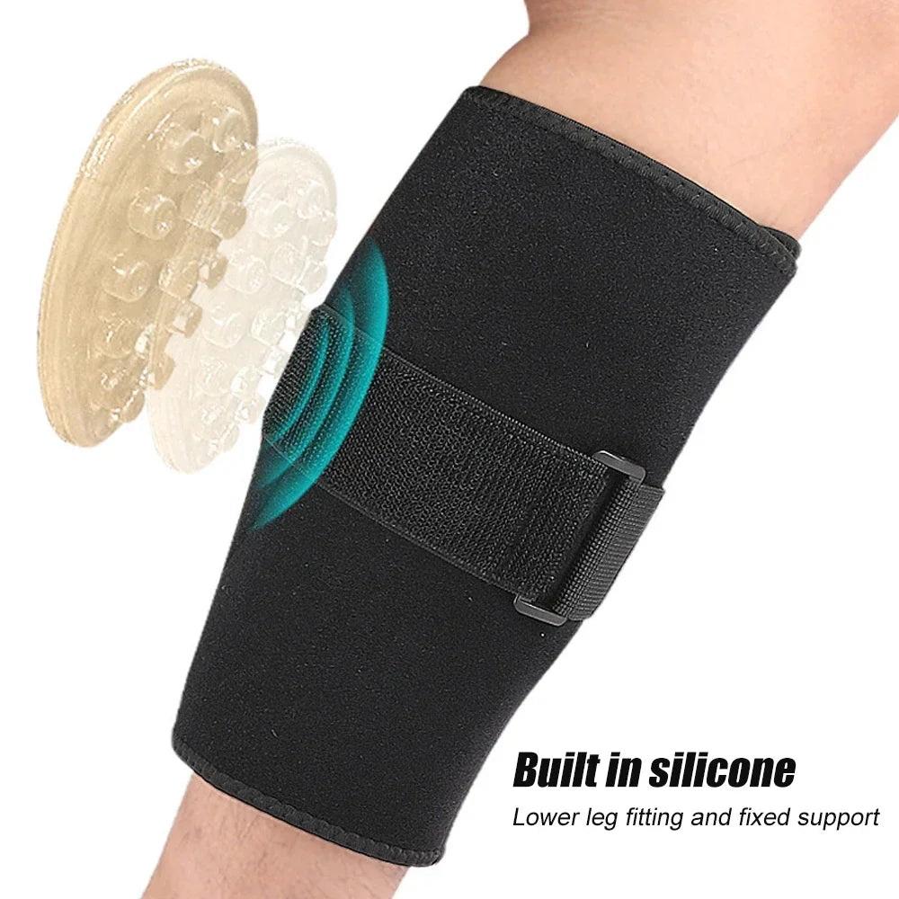 1Piece Calf Brace for Torn Calf Muscle & Shin Splint Pain - Adjustable Neoprene Compression Support Wrap for Lower Leg Injury