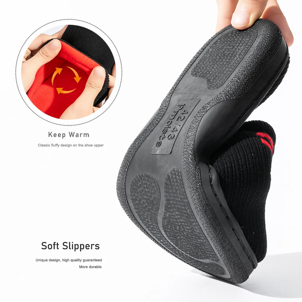Knitted Embroidered Indoor Slippers For Men With Memory Foam