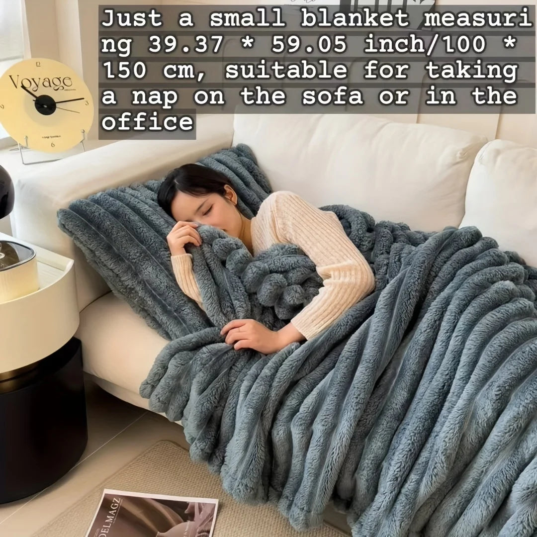 Luxurious Faux Rabbit Fur Throw Blanket – Soft & Cozy for Couch, Bed, Office, Travel, Perfect All-Season Gift