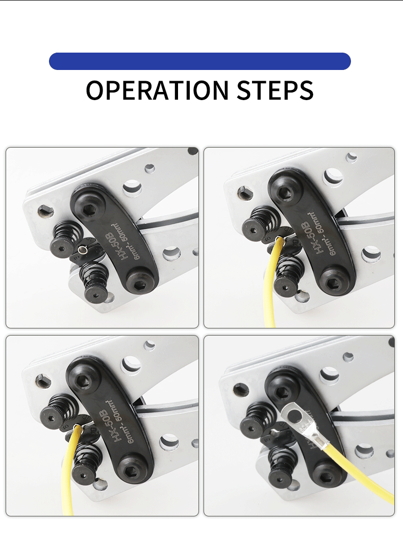 Portable cable manual crimping tool HX-50B crimping pliers 6-50mm ²/ AWG 10-0 ferrule terminal crimper hexagonal wiring pliers