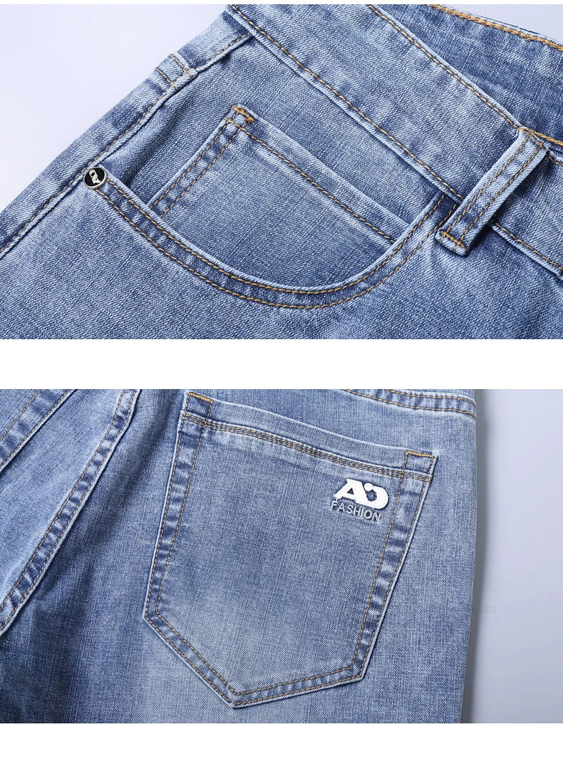 Men's Slim Jeans Denim Pants With Stretch Light Blue