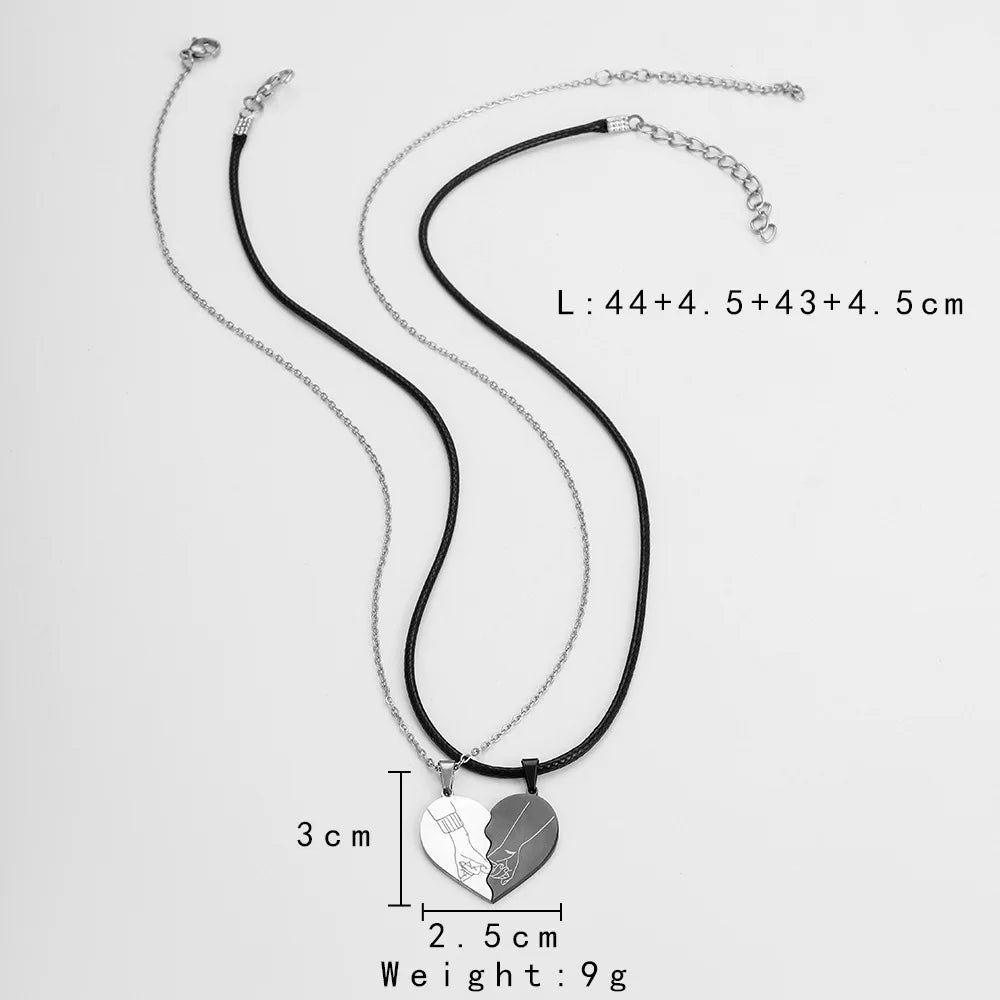 Fashion Stainless Steel Heart Puzzle Lock Key Pendant Couple Necklace Pendants Necklaces For Lovers Valentine's Day Jewelry