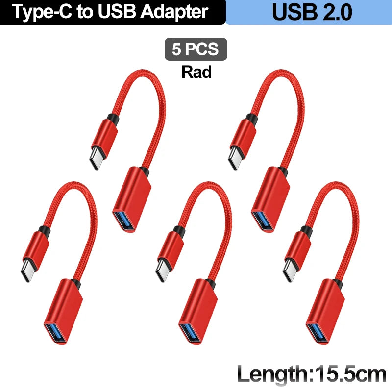 For Mobile Phone USB Female to Type C Male Adapter OTG 15.5CM Long Cable For Xiaomi Samsung S20 Huawei OTG Data Cable Converter