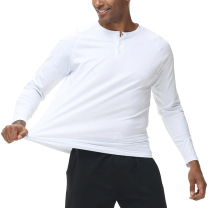 Men's Long Sleeve Cotton Elastane V-Neck Knit Top Shirt