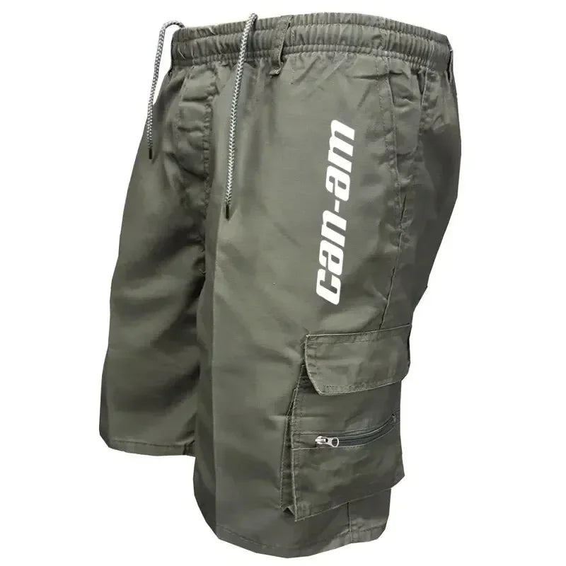 Outdoor shorts, bike shorts with elastic belts, baggy work shorts with multiple pockets, quick-drying printed sweatpants