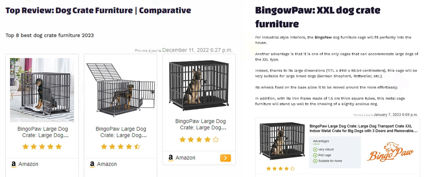 XXL Large Heavy Duty Dog Crate Strong Pet Cage Tear Resistant Square Tube Metal Kennel Playpen with Lockable Wheels and Tray