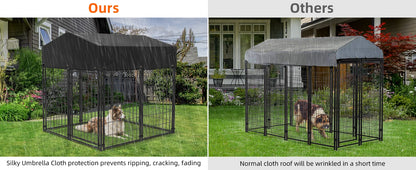 Dog Kennel Heavy Duty Large Welded Iron With Roof Cover Indoor Outdoor