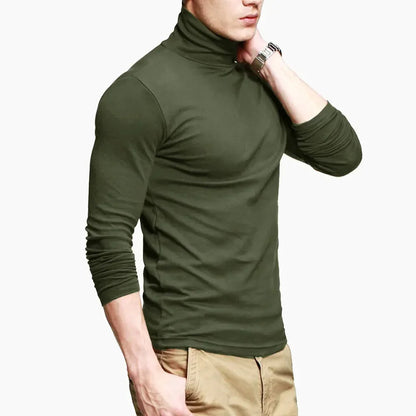 Men's Turtleneck Long Sleeve Stretch Knit T Shirt Slim Fit