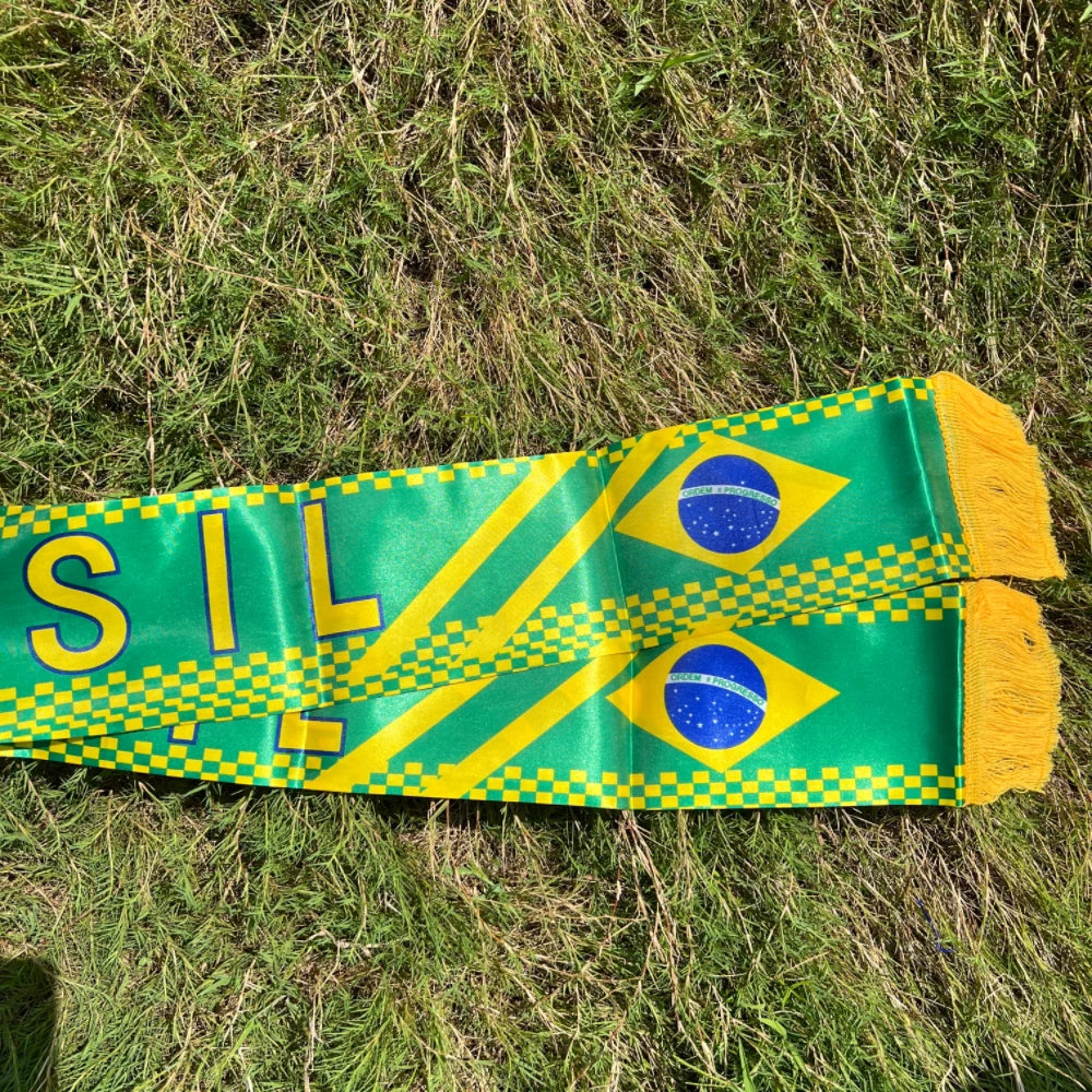 Brazil flag scarfs14x130cm Brazil flag scarf  Fan scarf World Cup scarf Sports holiday decoration