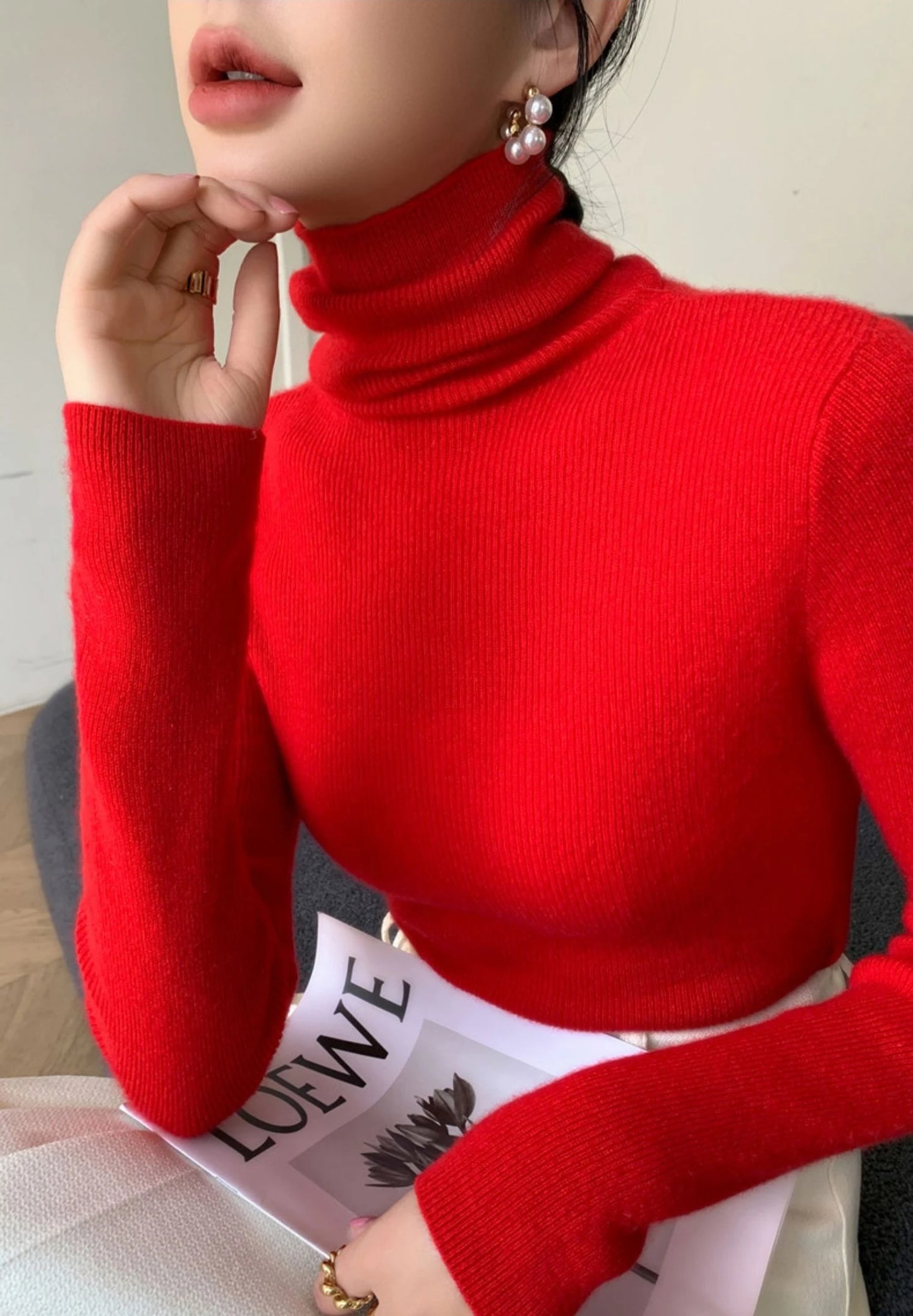Women Long Sleeve Knitted Pullover Solid Casual Slim Sweater 2025 Autumn Winter Turtleneck Warm Jumper Simple Base Layer Top