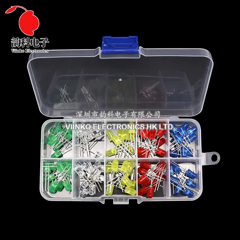 3MM 5MM Light Emitting Diodes Electronics Kit Box F3 F5 LED Diode Assorted Kit White Green Red Blue Yellow Orange