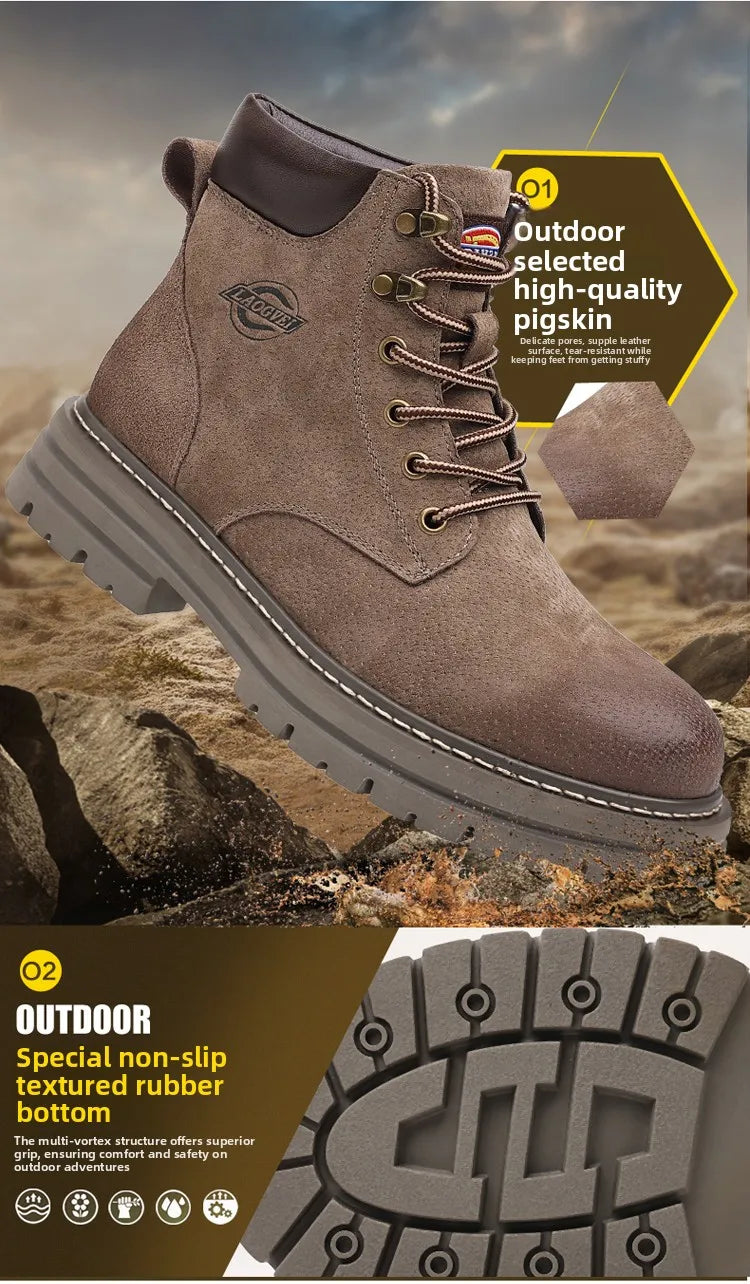 High Quality Men Shoes Genuine Leather Men Boots Outdoor Casual Shoes for Men Platform Boots Plush Ankle Boots Botas Para Hombre