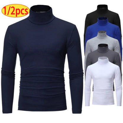 Men's Turtleneck Knit Long Sleeve Pullover Polyester Autumn Winter