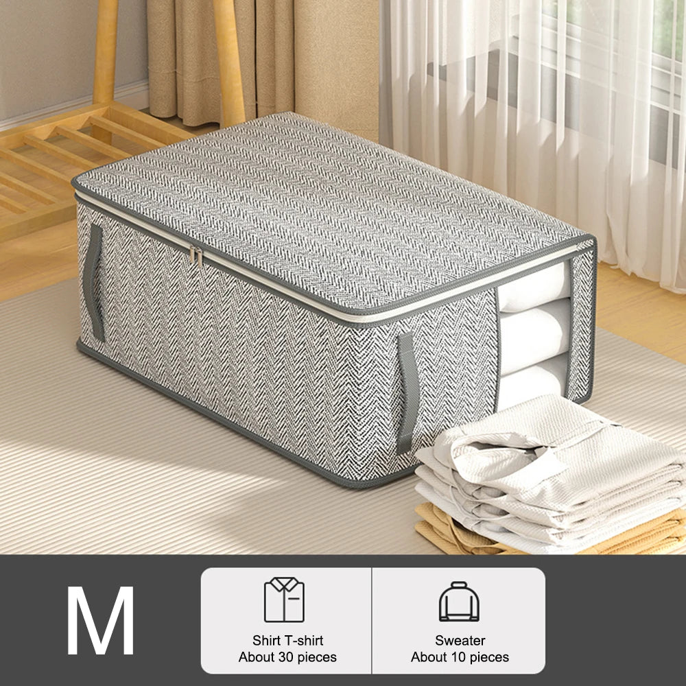 Gray Clothes Organizer Bag, Quilt Storage Bag, Wardrobe Clothes Sorting Bag, With Window Storage Bag Waterproof Storage Bag