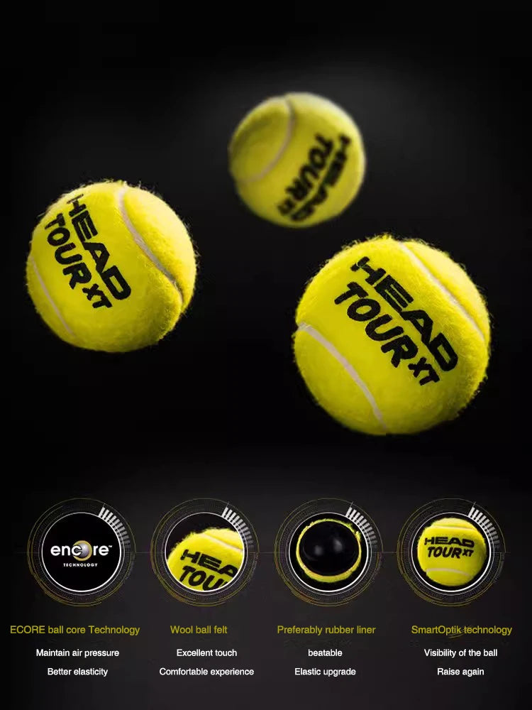 HEAD Tour XT Tennis Professional Tennis Game Training Ball Masters Ball Rubber Canister Single Practice Gold 3 Pcs 1 Can