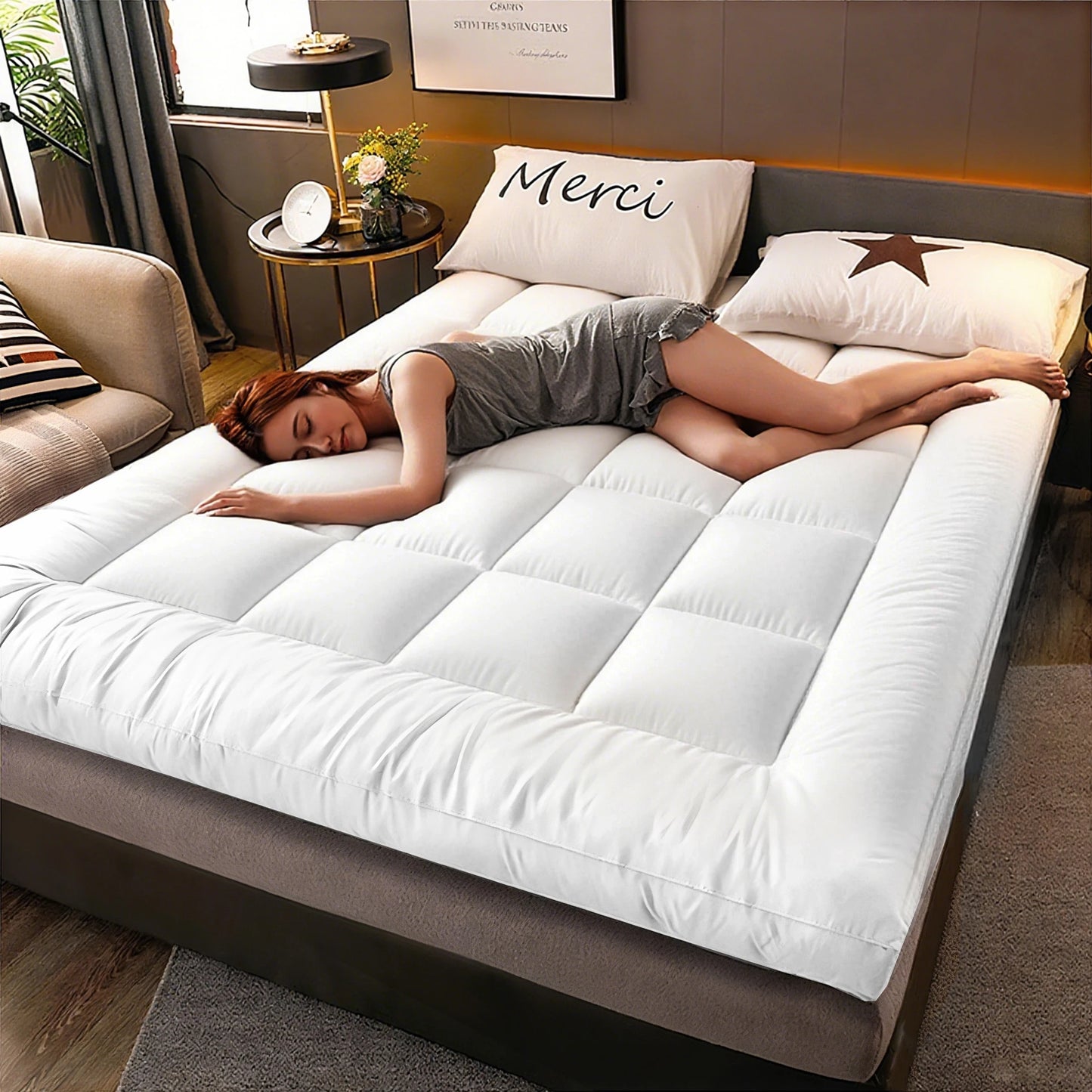 Japanese Futon Floor Mattress, 3" Thicken Foldable Mattress Topper, Ideal for Comfort and Support, Floor Lounger Pillow Bed Sofa