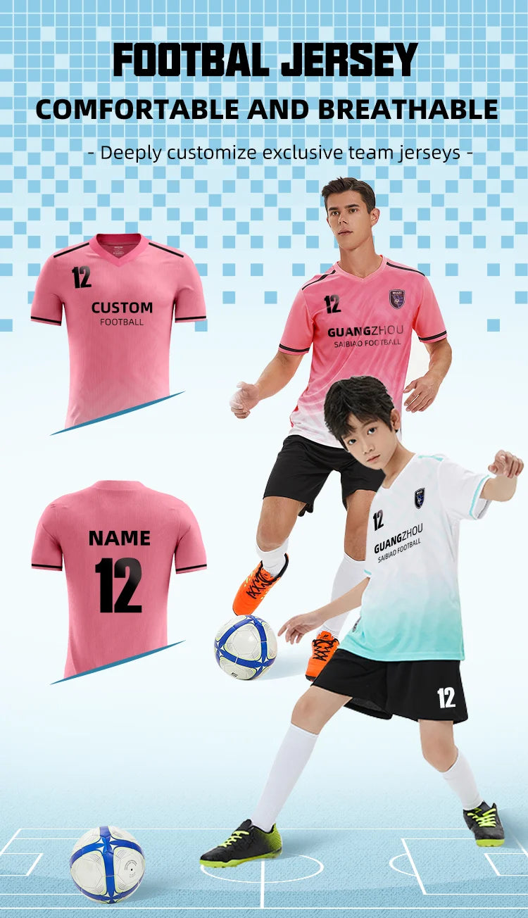 MAN Football Jerseys Team Training Customize Professional Women Soccer Uniform Adult Kids Futsal Quick-Drying Sportswear Outfit