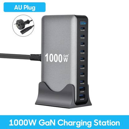 800W GaN Desktop Charger 10-Port USB-C PD3.1 Fast Charge