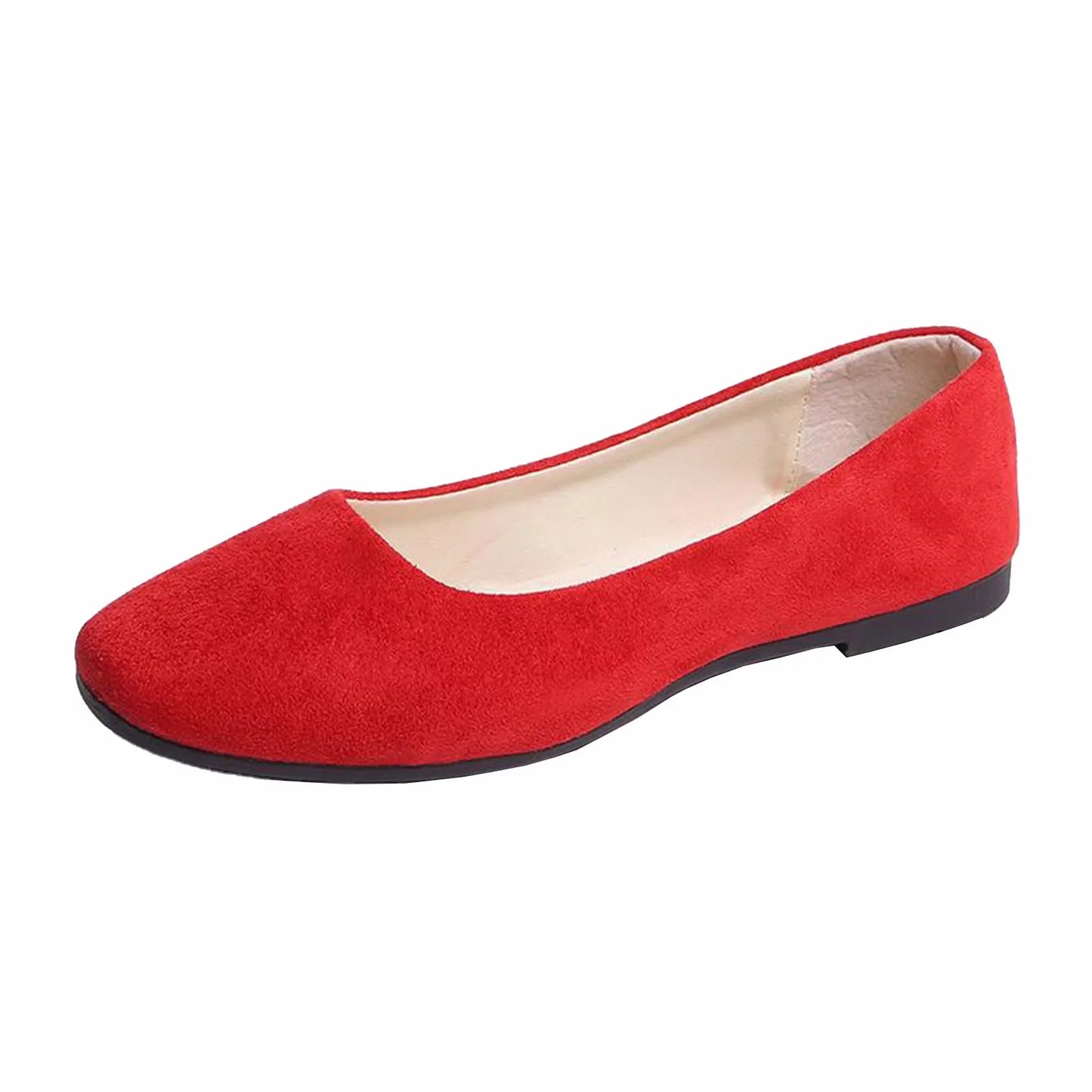 Woman Flats Casual Round Toe Cute Flats Flock Mocasines Ballerina Church Flats Female Suede Elegant Soft Sole Mom Shoes
