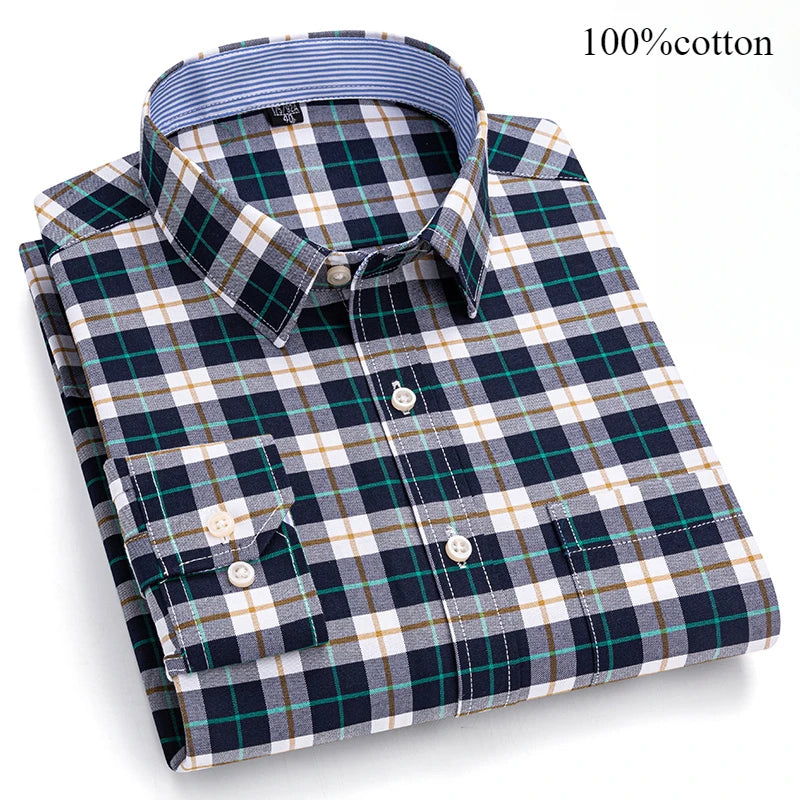 Fashion over size 7XL long-sleeve shirts for men 100%cotton Oxford slim fit plain shirt soft casual elegants designer clothes