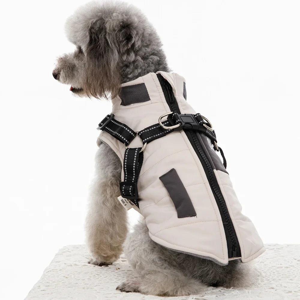 Dog Windbreaker Vest Warm Dog Clothes with Leash Attachment