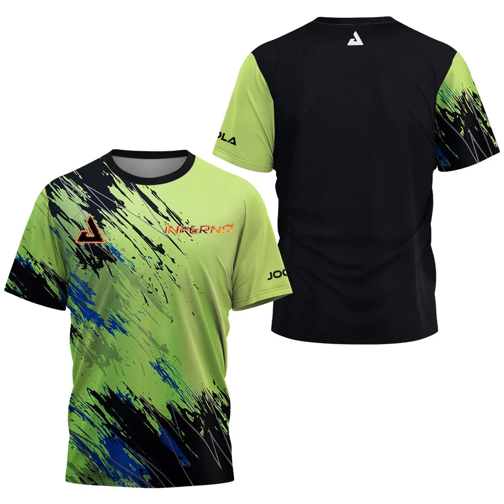 2025 new men's summer table tennis floral print men's badminton tennis brand quick drying short sleeved men's top sports T-shirt