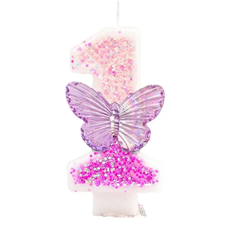 Purple Butterfly Digital Candle for Birthday Cakes