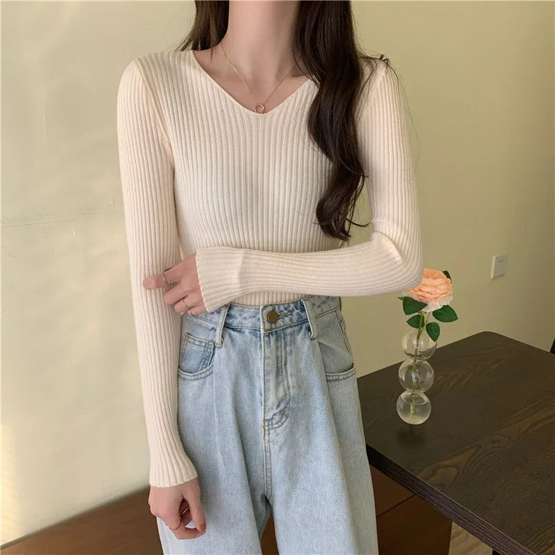 Casual Long Sleeve Knitted Pullover 2026 Autumn Winter Women Sweaters Femme Basic Solid Jersey Tops Fashion Clothes