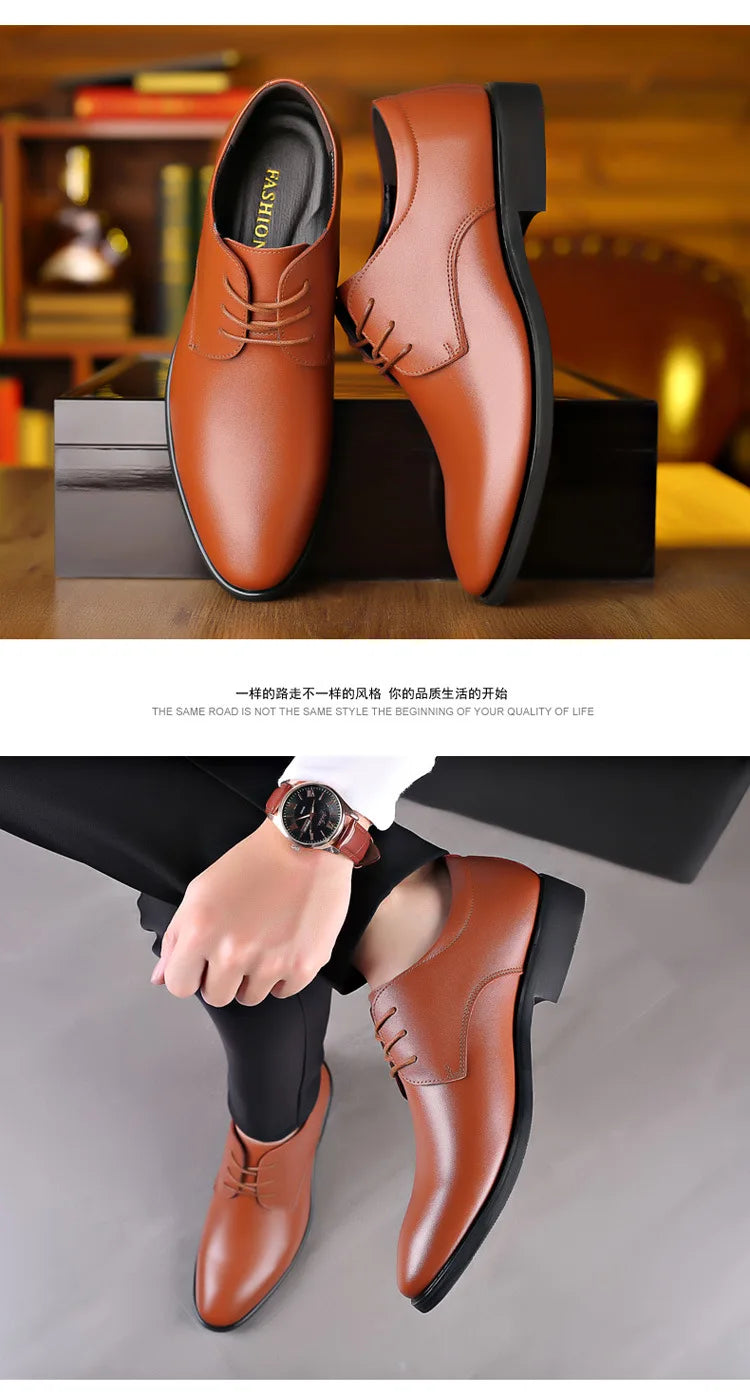 Men's Leather Business Shoes Non Slip Soft Sole Formal Casual Footwear