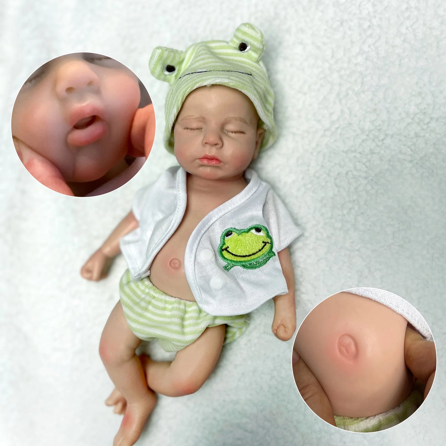 33cm Can Open Mouth Painted Solid Silicone LouLou Bebe Reborn Girl and Boy Washable Newborn Baby Dolls For Kid's Gift