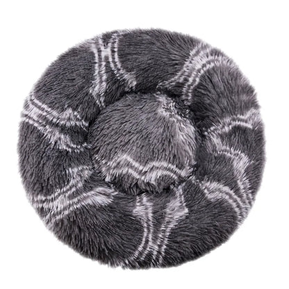 Round Plush Pet Bed for Cats and Dogs, Indoor Sofa