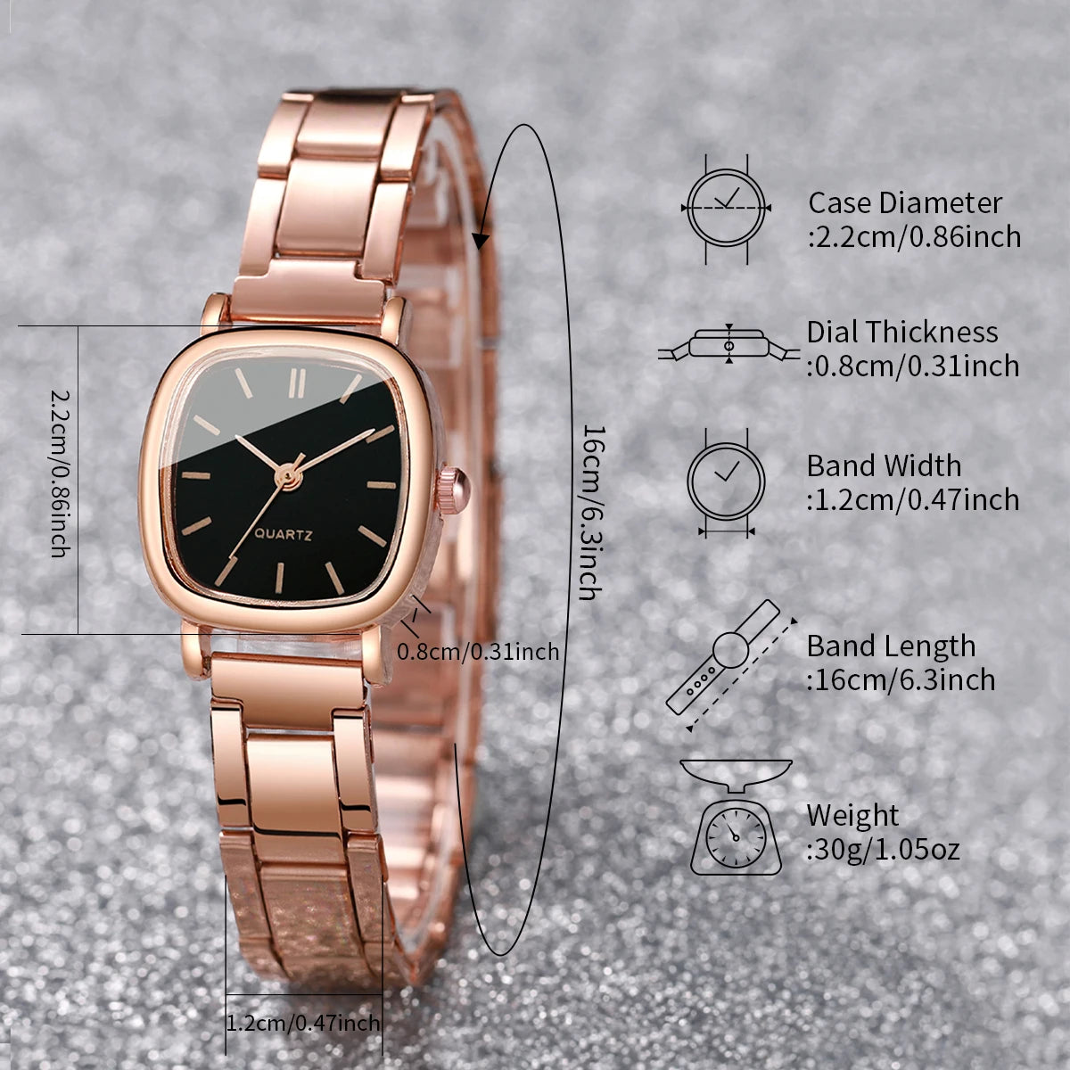 Luxury Square Women’s Watch & Bracelet Set – Simple & Stylish Quartz