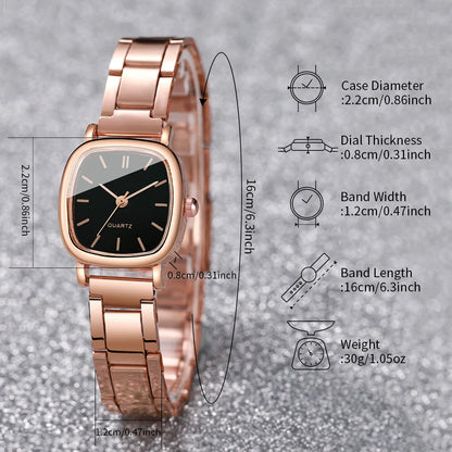 Luxury Square Women’s Watch & Bracelet Set – Simple & Stylish Quartz